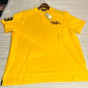 Polo Ralph Lauren Men’s Yellow Classic fit triple pony pony embroidered polo